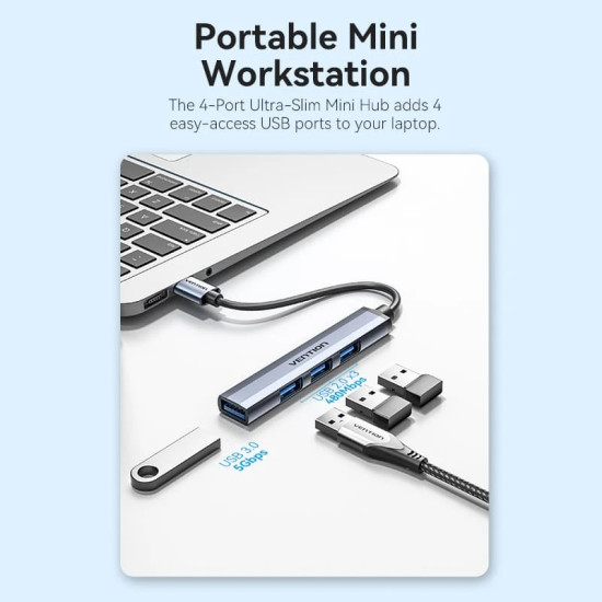 USB хъб Vention USB3.0 HUB 4 port Aluminium - CKOHB