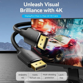 Display Port кабел Vention Cable - Display Port v1.2 DP M / M Black 4K 1M - HAKBF