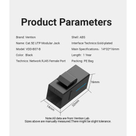 Мрежови съединител Vention LAN 8P8C Coupler - VDD-B07-B