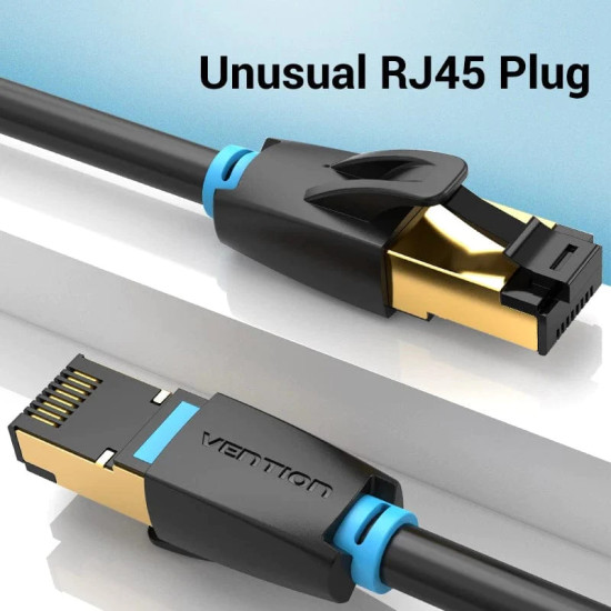 Удължителен кабел за мрежа Vention Cat.8 SSTP Extension Patch Cable 1M Black 40Gbps - IKHBF