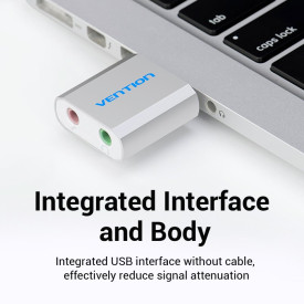 Външна звукова карта Vention USB Sound card - Headphones, Mic, Silver - VAB-S13