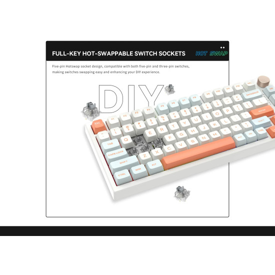 Клавиатура VGN Professional Gaming Mechanical Keyboard N75 RGB Caribbean Blue - Power Purple Switches [Tactile]