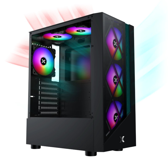Кутия за компютър Xigmatek Duke - 4 RGB Fans, Black