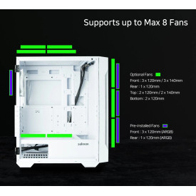 Кутия за компютър Zalman Case ATX - I3 NEO TG White - aRGB, Tempered Glass