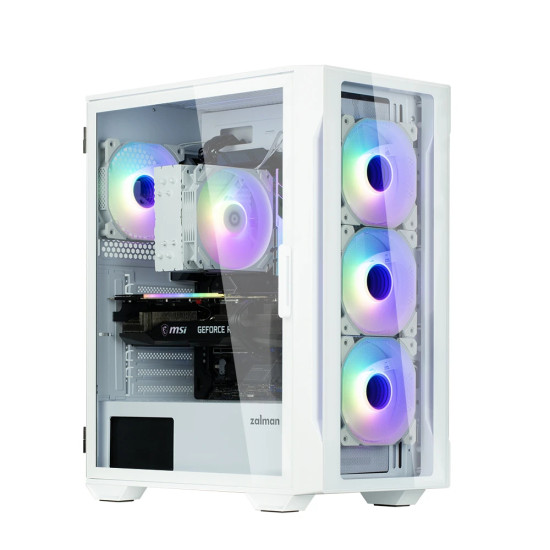 Кутия за компютър Zalman Case ATX - I3 NEO TG White - aRGB, Tempered Glass