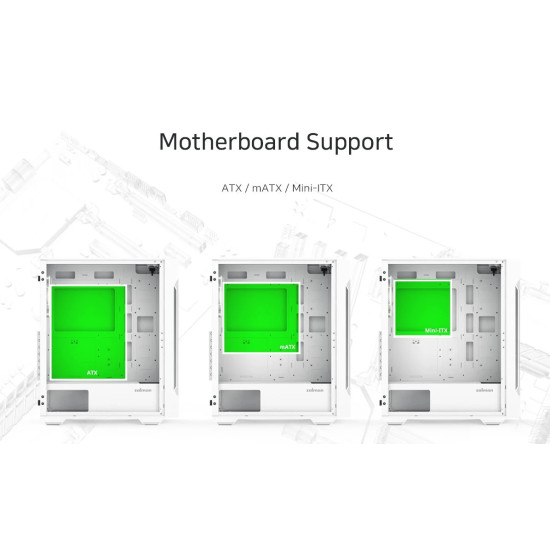 Кутия за компютър Zalman Case ATX - I3 NEO TG White - aRGB, Tempered Glass