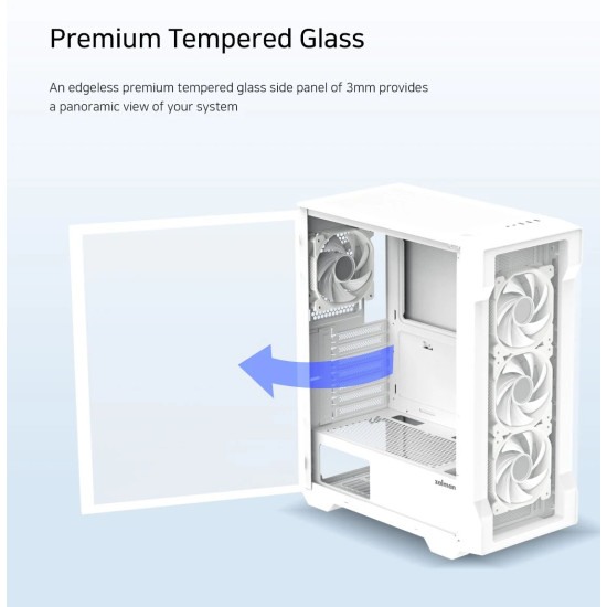 Кутия за компютър Zalman Case ATX - I3 NEO TG White - aRGB, Tempered Glass