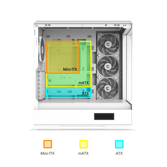 Кутия за компютър Zalman Case ATX - P50 DS White - Digital Display, Addressable RGB