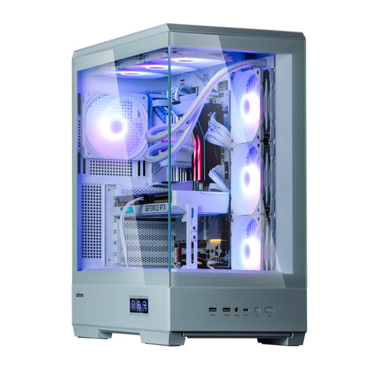 Кутия за компютър Zalman Case ATX - P50 DS White - Digital Display, Addressable RGB