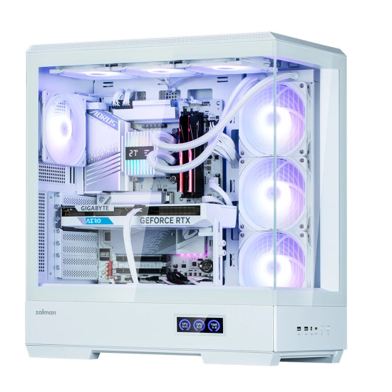 Кутия за компютър Zalman Case ATX - P50 DS White - Digital Display, Addressable RGB