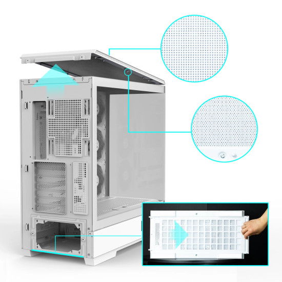 Кутия за компютър Zalman Case ATX - P50 DS White - Digital Display, Addressable RGB