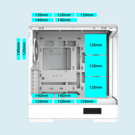 Кутия за компютър Zalman Case ATX - P50 DS White - Digital Display, Addressable RGB