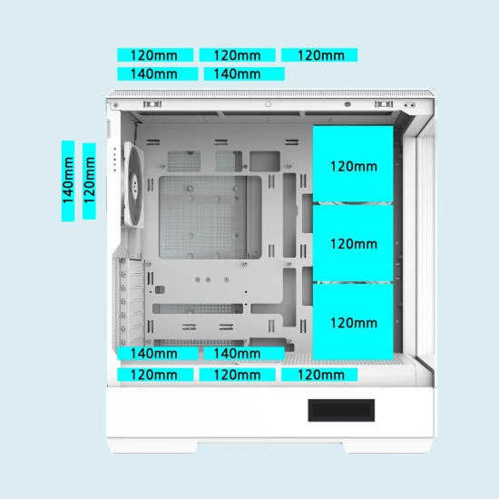 Кутия за компютър Zalman Case ATX - P50 DS White - Digital Display, Addressable RGB
