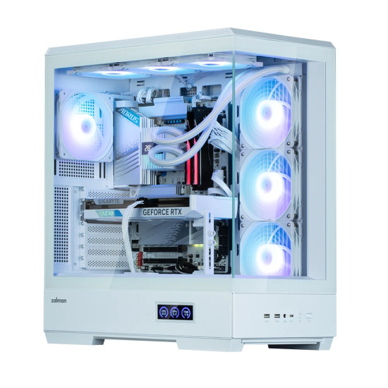 Кутия за компютър Zalman Case ATX - P50 DS White - Digital Display, Addressable RGB