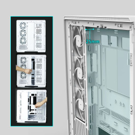 Кутия за компютър Zalman Case ATX - P50 DS White - Digital Display, Addressable RGB