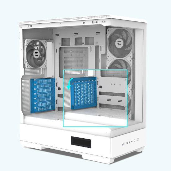 Кутия за компютър Zalman Case ATX - P50 DS White - Digital Display, Addressable RGB