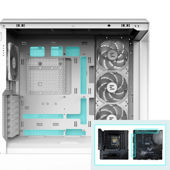 Кутия за компютър Zalman Case ATX - P50 DS White - Digital Display, Addressable RGB