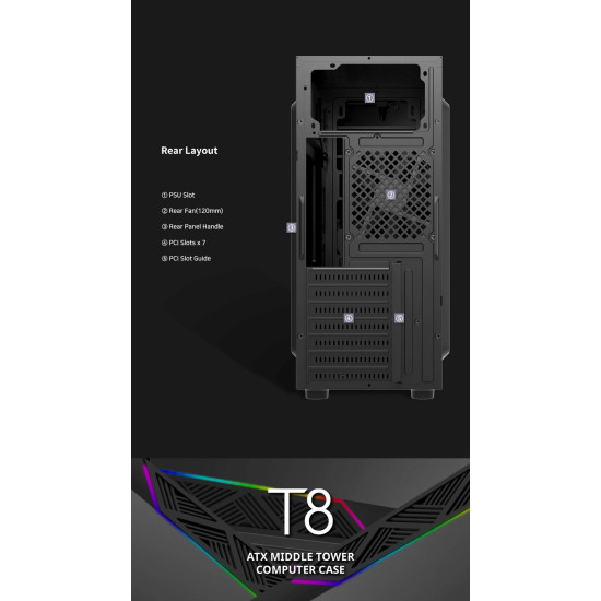 Кутия за компютър Zalman Case ATX - T8 - RGB