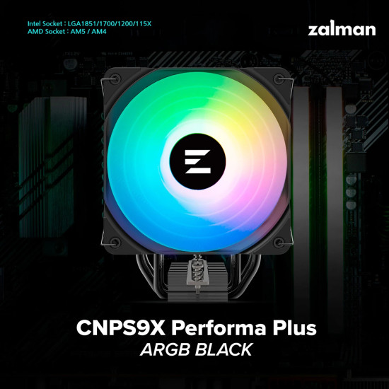 Охлаждане за процесор Zalman CNPS9X PERFORMA PLUS -  LGA1851/AM5, ARGB, Black