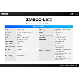 Захранване Zalman PSU 600W APFC ZM600-LXII