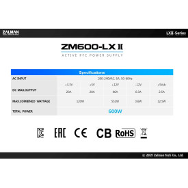 Захранване Zalman PSU 600W APFC ZM600-LXII