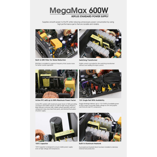 Захранване Zalman PSU MegaMax 600W 80+ ZM600-TXII