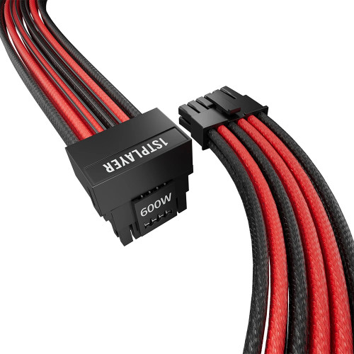 Модулен кабел 1stPlayer Custom Sleeved Modding Cable Black/Red - PCIe 5.0 12VHPWR M/M - FM2-B-BR