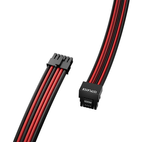 Модулен кабел 1stPlayer Custom Sleeved Modding Cable Black/Red - PCIe 5.0 12VHPWR M/M - FM2-B-BR