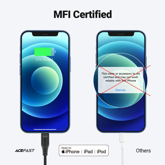 USB кабел Acefast USB-C to Lightning 30W 1.20m MFI Certified TPE - C3-01 - White