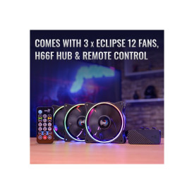 Комплект вентилатори AeroCool Fan Pack 3-in-1 3x120mm - ECLIPSE 12 Pro - Addressable RGB with Hub, Remote - ACF3-EL10217.12