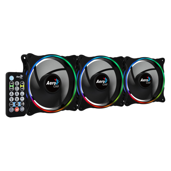 Комплект вентилатори AeroCool Fan Pack 3-in-1 3x120mm - ECLIPSE 12 Pro - Addressable RGB with Hub, Remote - ACF3-EL10217.12