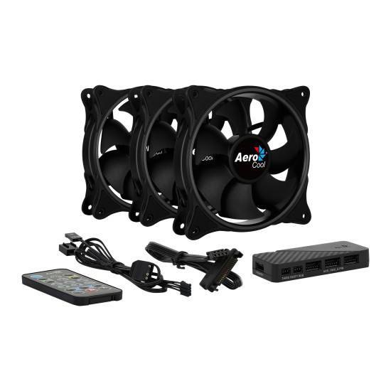 Комплект вентилатори AeroCool Fan Pack 3-in-1 3x120mm - ECLIPSE 12 Pro - Addressable RGB with Hub, Remote - ACF3-EL10217.12