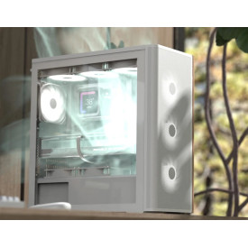 Кутия за компютър AeroCool Case ATX - D501A White, Addressable RGB, Wood