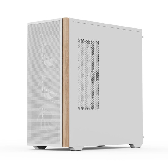 Кутия за компютър AeroCool Case ATX - D501A White, Addressable RGB, Wood