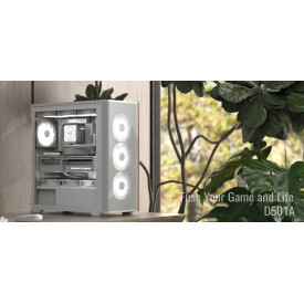 Кутия за компютър AeroCool Case ATX - D501A White, Addressable RGB, Wood