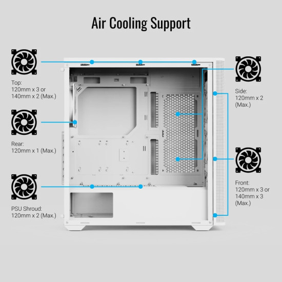 Кутия за компютър AeroCool Case ATX - D501A White, Addressable RGB, Wood