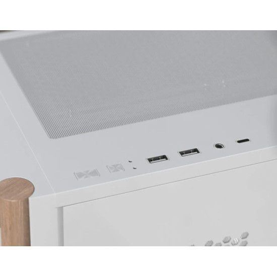 Кутия за компютър AeroCool Case ATX - D501A White, Addressable RGB, Wood