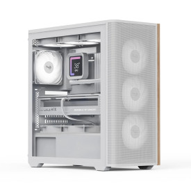 Кутия за компютър AeroCool Case ATX - D501A White, Addressable RGB, Wood
