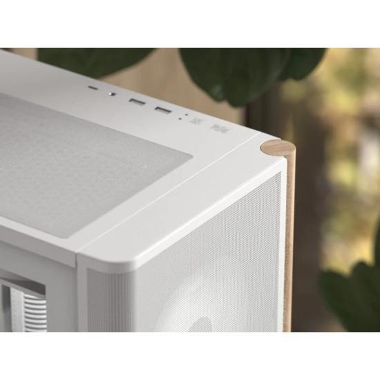 Кутия за компютър AeroCool Case ATX - D501A White, Addressable RGB, Wood