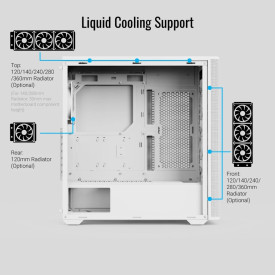 Кутия за компютър AeroCool Case ATX - D501A White, Addressable RGB, Wood