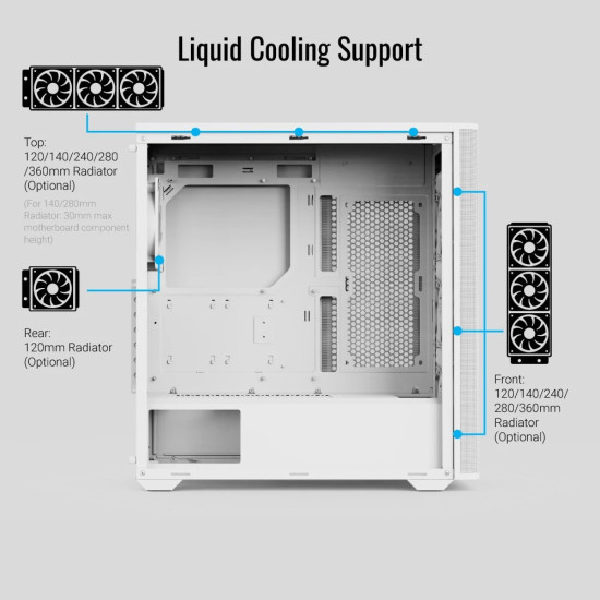 Кутия за компютър AeroCool Case ATX - D501A White, Addressable RGB, Wood