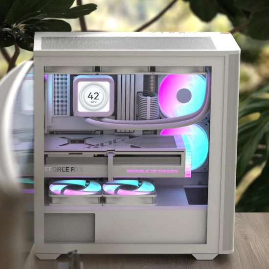 Кутия за компютър AeroCool Case ATX - D501A White, Addressable RGB, Wood