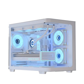 Кутия за компютър AeroCool P300C, Mini-Tower, Dual Chamber, Micro-ATX, Mini-ITX, White