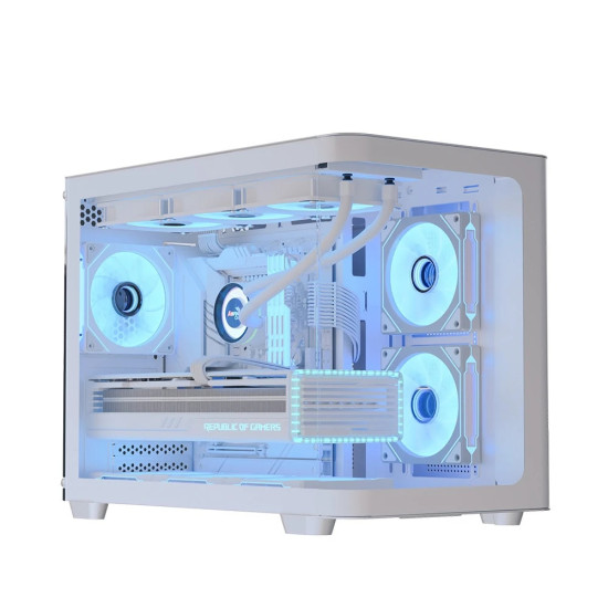 Кутия за компютър AeroCool P300C, Mini-Tower, Dual Chamber, Micro-ATX, Mini-ITX, White
