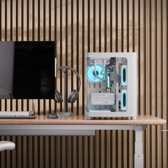 Кутия за компютър AeroCool P300C, Mini-Tower, Dual Chamber, Micro-ATX, Mini-ITX, White
