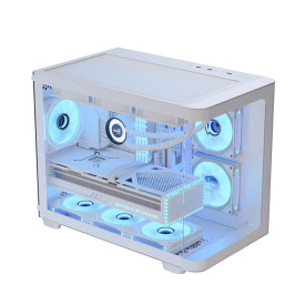 Кутия за компютър AeroCool P300C, Mini-Tower, Dual Chamber, Micro-ATX, Mini-ITX, White