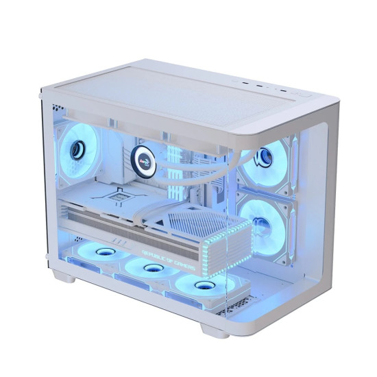 Кутия за компютър AeroCool P300C, Mini-Tower, Dual Chamber, Micro-ATX, Mini-ITX, White