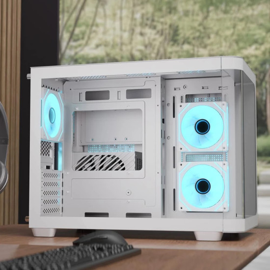 Кутия за компютър AeroCool P300C, Mini-Tower, Dual Chamber, Micro-ATX, Mini-ITX, White