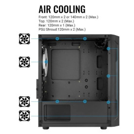 Кутия за компютър AeroCool Case mATX - Trinity Mini-G-BK-v3 - 3 fans included, Tempered Glass