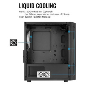 Кутия за компютър AeroCool Case mATX - Trinity Mini-G-BK-v3 - 3 fans included, Tempered Glass